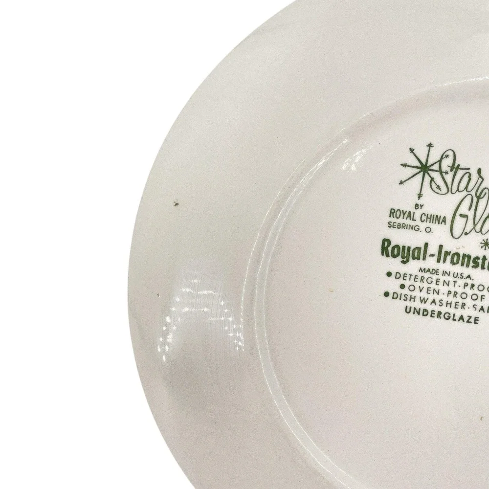 Vintage Royal China Star‎ Glow Dinner Plates Mid Century Modern Atomic Set of 2